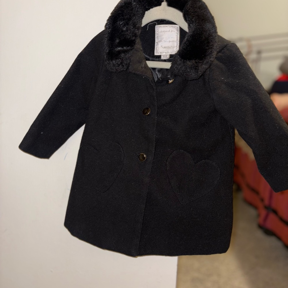 Gymboree Black Pea Coat with Heart Details